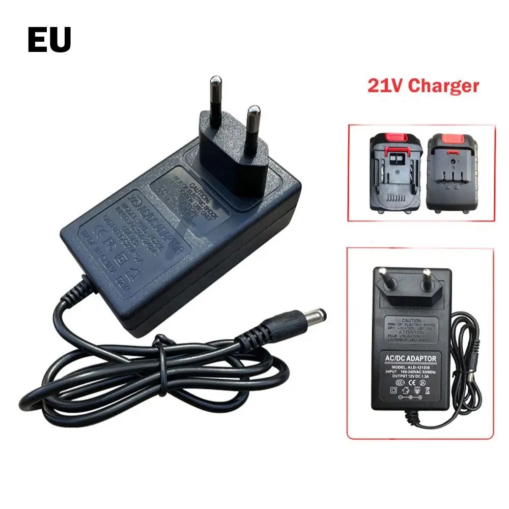 Carregador de bateria de lítio 21V EUA/UE/Reino Unido/AU Plug 1A Adaptador de ferramenta elétrica Carregamento rápido Transformador de bateria universal