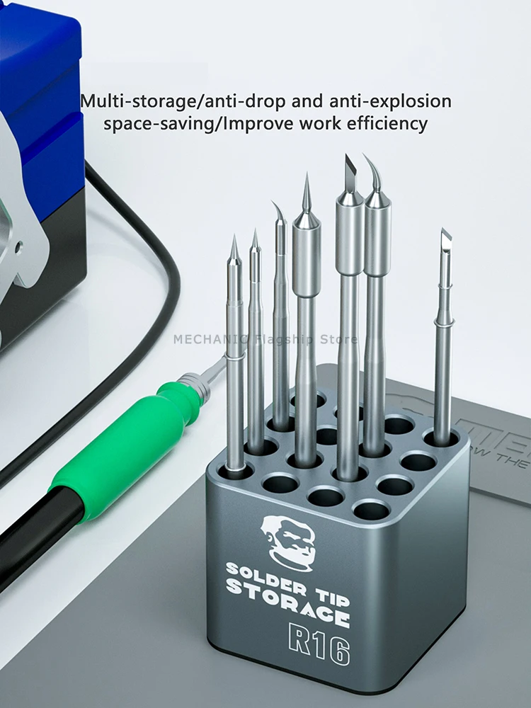 Imagem -03 - Mecânico R16 Solda Ponta de Armazenamento Multi-armazenamento 16 Posição do Furo para C115 C112 C245 T12 Ferro de Solda Dicas Organizador Mantém-se