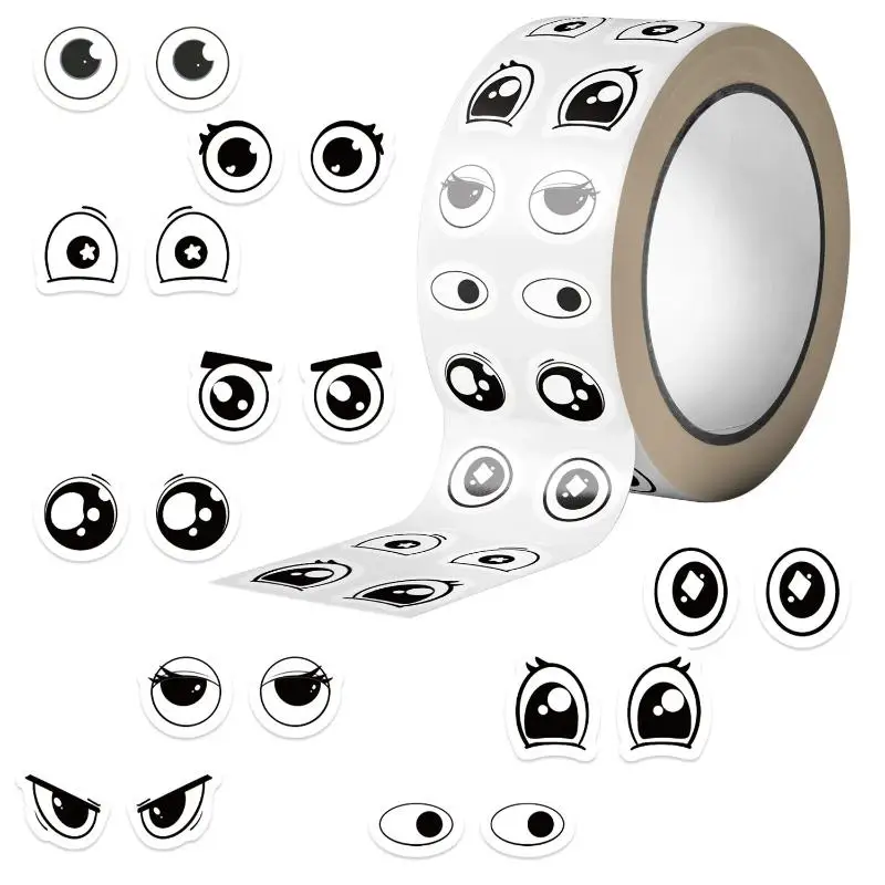 500Pcs Cute Cartoon Eye Stickers Roll Assorted Expression Decals DIY Craft Classroom School Teacher Stationery Book Decor-New