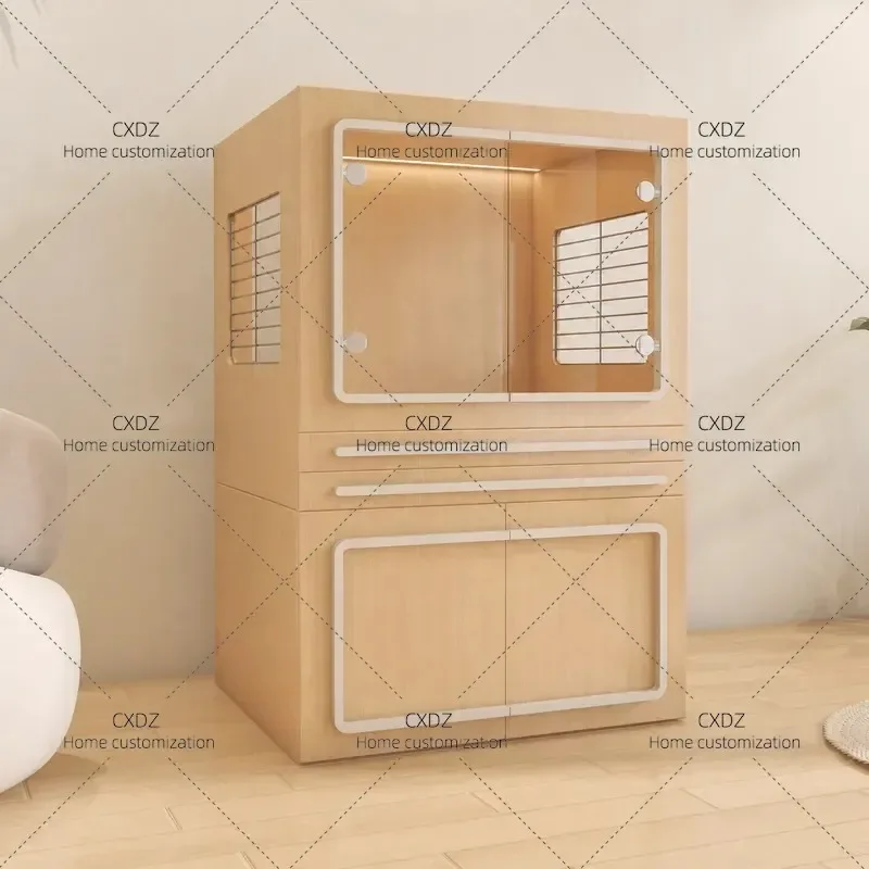 Splash Proof Rabbit Cage Villa Pet Indoor Solid Wood Paint Free Board Medium Small Dog Cage Pet Cage Dog House Customization