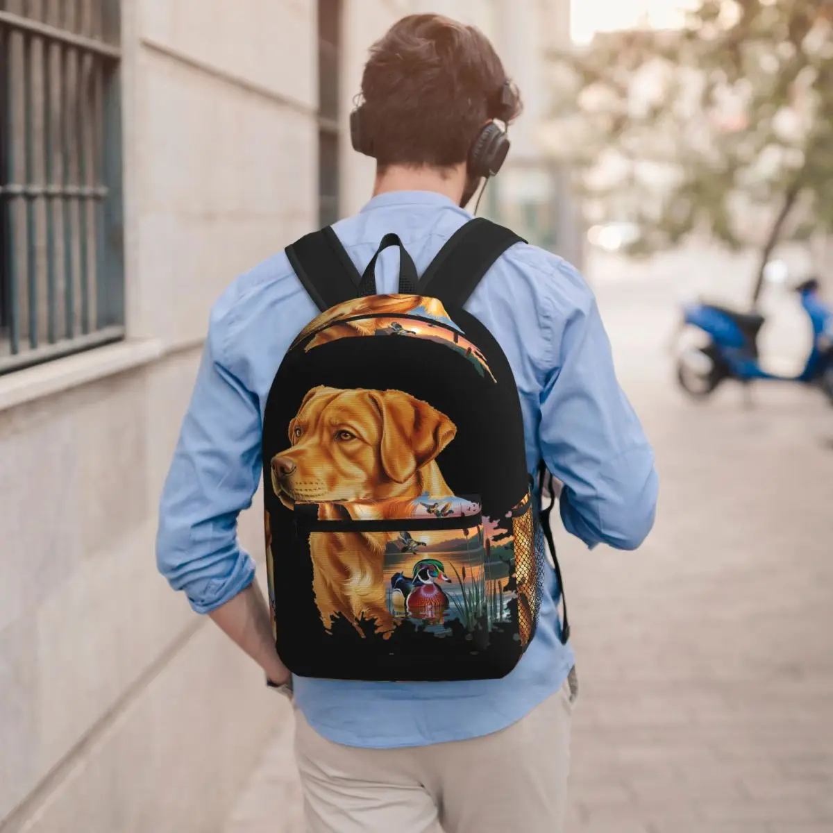 Fox Red Labrador And Wood Duck Sunrise Backpack Student BookBag Kids School Bag Computer Shoulder Bags for Men Women