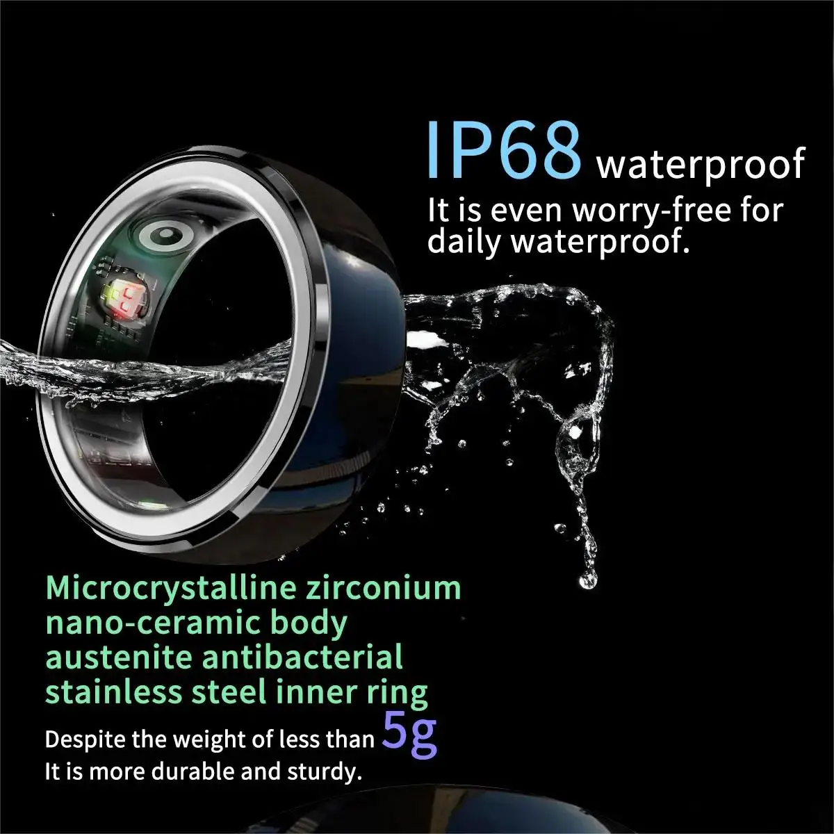 Новинка, умное кольцо для здорового фитнеса, датчик кислорода в крови, монитор сердечного ритма, IP68, водонепроницаемые умные кольца для мужчин и женщин