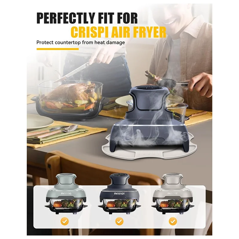 

A78E-Silicone Heat-Resistant Mats For Ninja Crispi Glass Air Fryer Anti-Slip Kitchen Countertop Potholders
