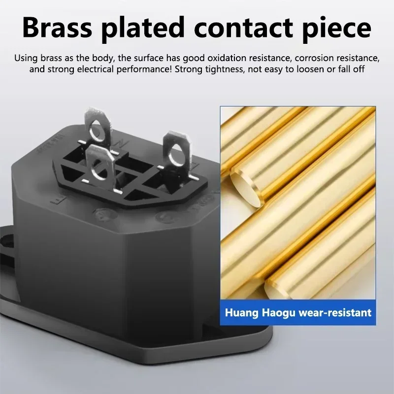 5/20Pcs AC Electrical Socket AC-04F Female Jack Male Plug AC Connector 3Pin Copper Panel Mount Socket AC04F AC Power Socket