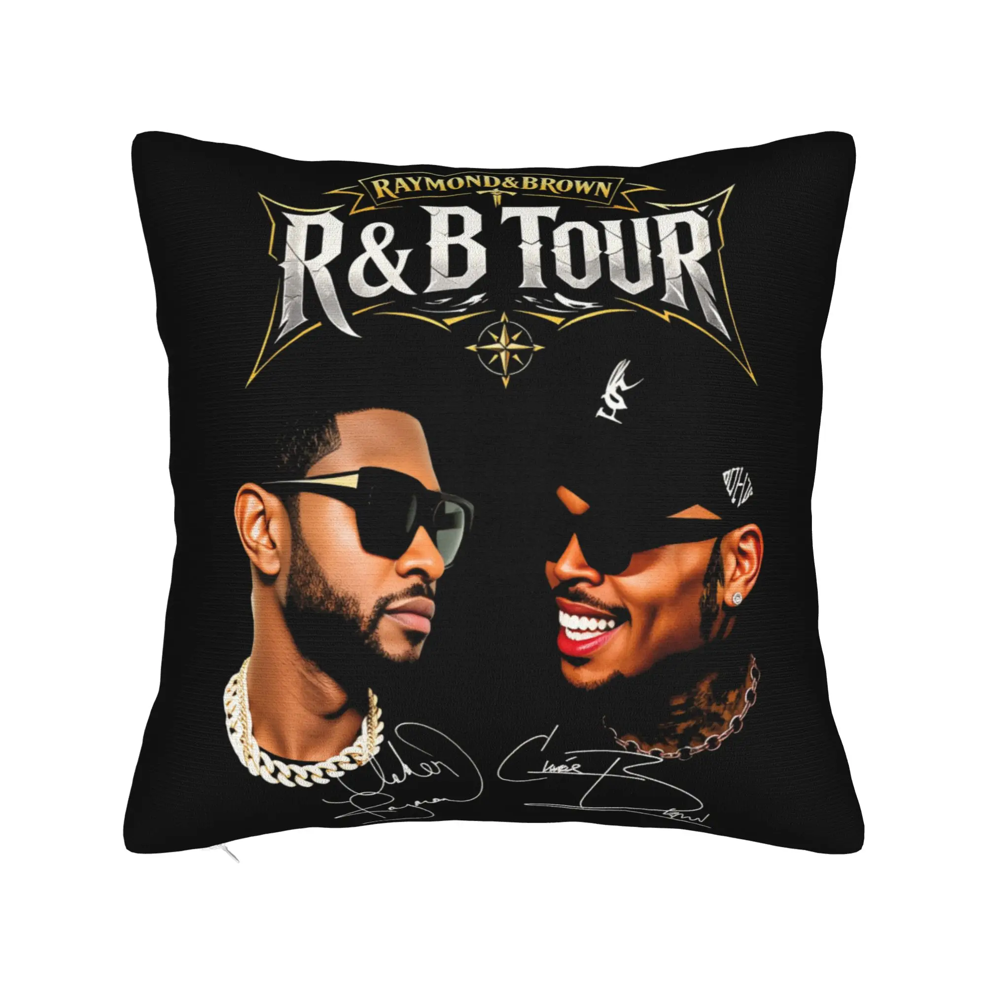 Chris Brown And Usher The Rb Tour Pillow Cover  Raymond And Brown Cover Novelty Pillow Case For Sofa Couch Bed Living Room
