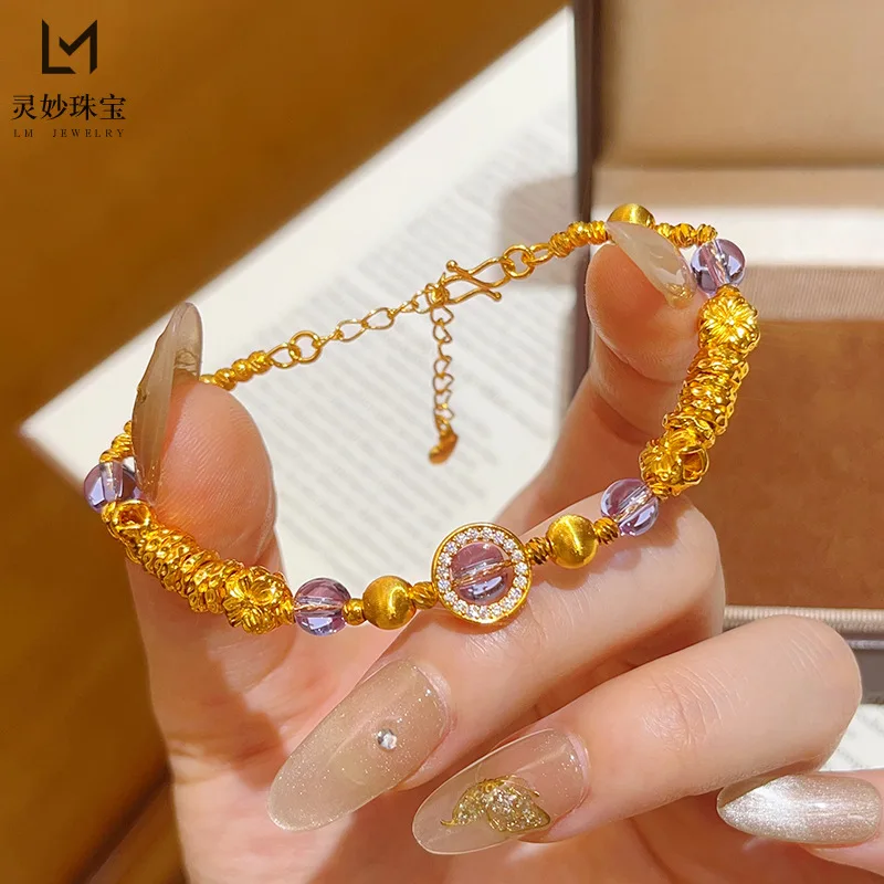 

9999 24K real gold store same style women's gold bracelet transfer beads fashion party beautiful jewelry