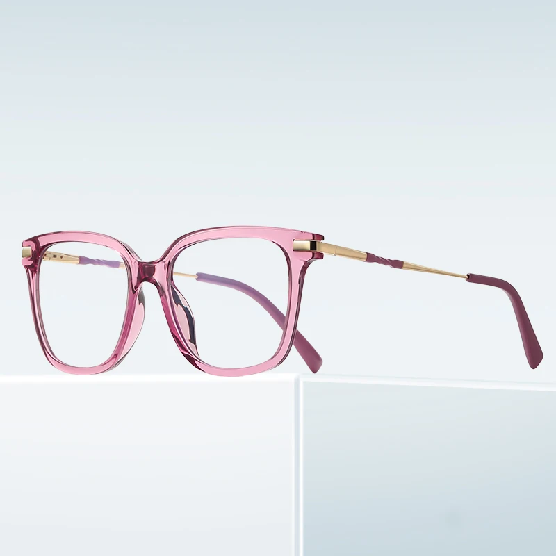 BEMORE Metal Prescription Square Glasses Women Reading Anti Blue Light Frame Myopia Computer Optical Eyeglasses