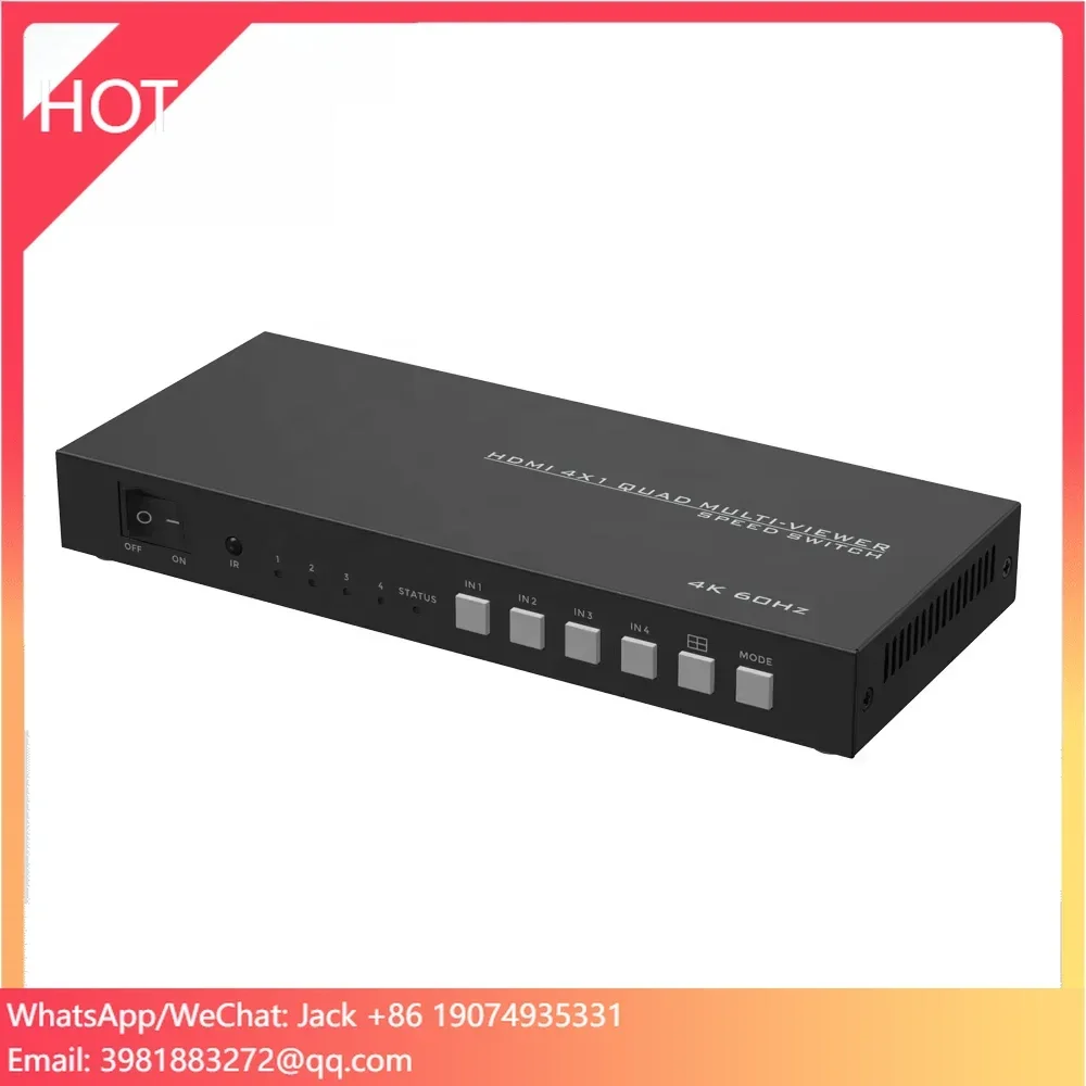 4K Splitter Quad Screen Splitter Video Splitter Switcher de vídeo para TV Laptop Display do computador