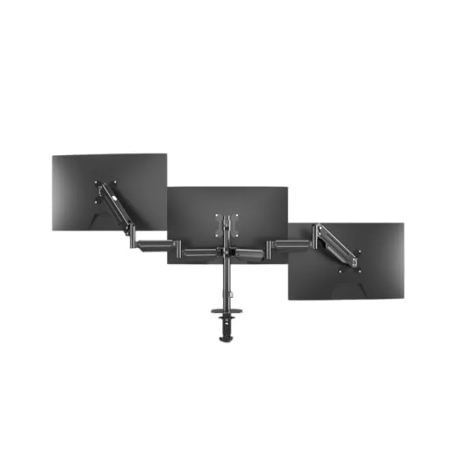 Desk use triple gas spring arms for 17-inch screen steel black fully adjustable heavy-duty monitor mount with clamp grommet mou