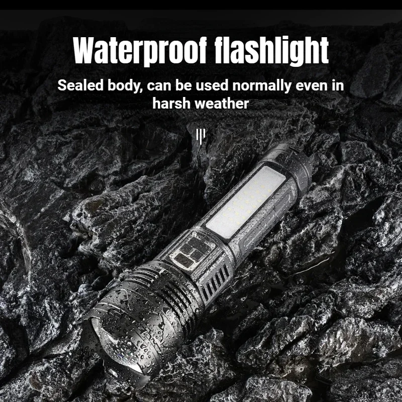 Powerful 150000LM Led Flashlight 3*18650 Battery Zoomable White Laser Torch Type-C Charging Outdoor Camping Tactical Lantern