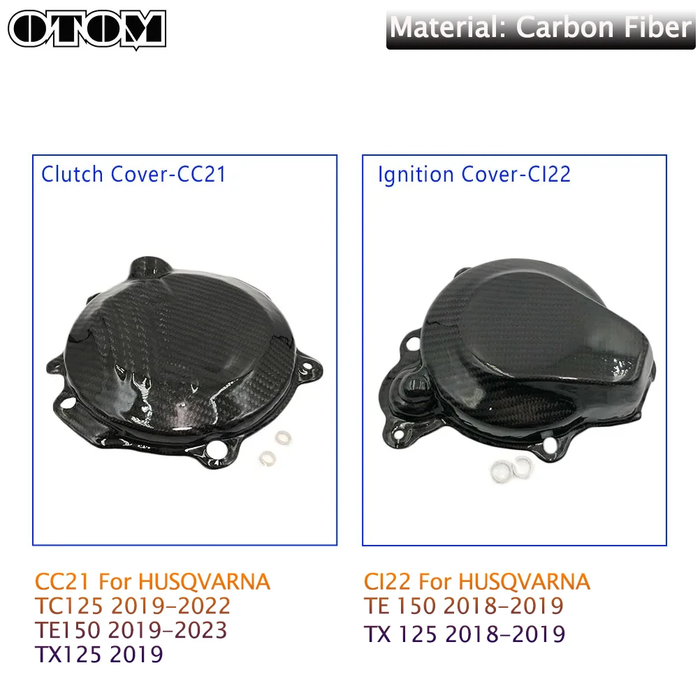 OTOM For HUSQVARNA TC125 TE150i TE150 Motorcycle Magneto Engine Clutch Cover Protective Guard Motocross Accessories Carbon Fiber