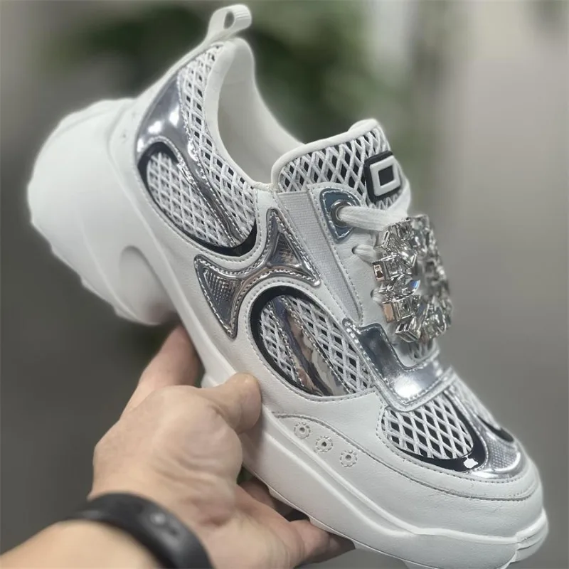 Fashion Designer Women's Shoes New Luxury Rhinestone Casual Shoes for Woman Comfort Air Mesh Chunky Sneakers Zapatillas De Mujer view 4