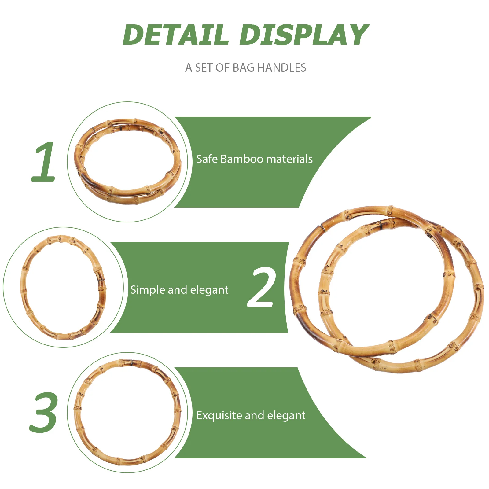 

2Pcs Handbag Accessories Bamboo Bag Handles Round DIY Purse Handles Replacement for Handbags Clutches Decorative Bag Supplies