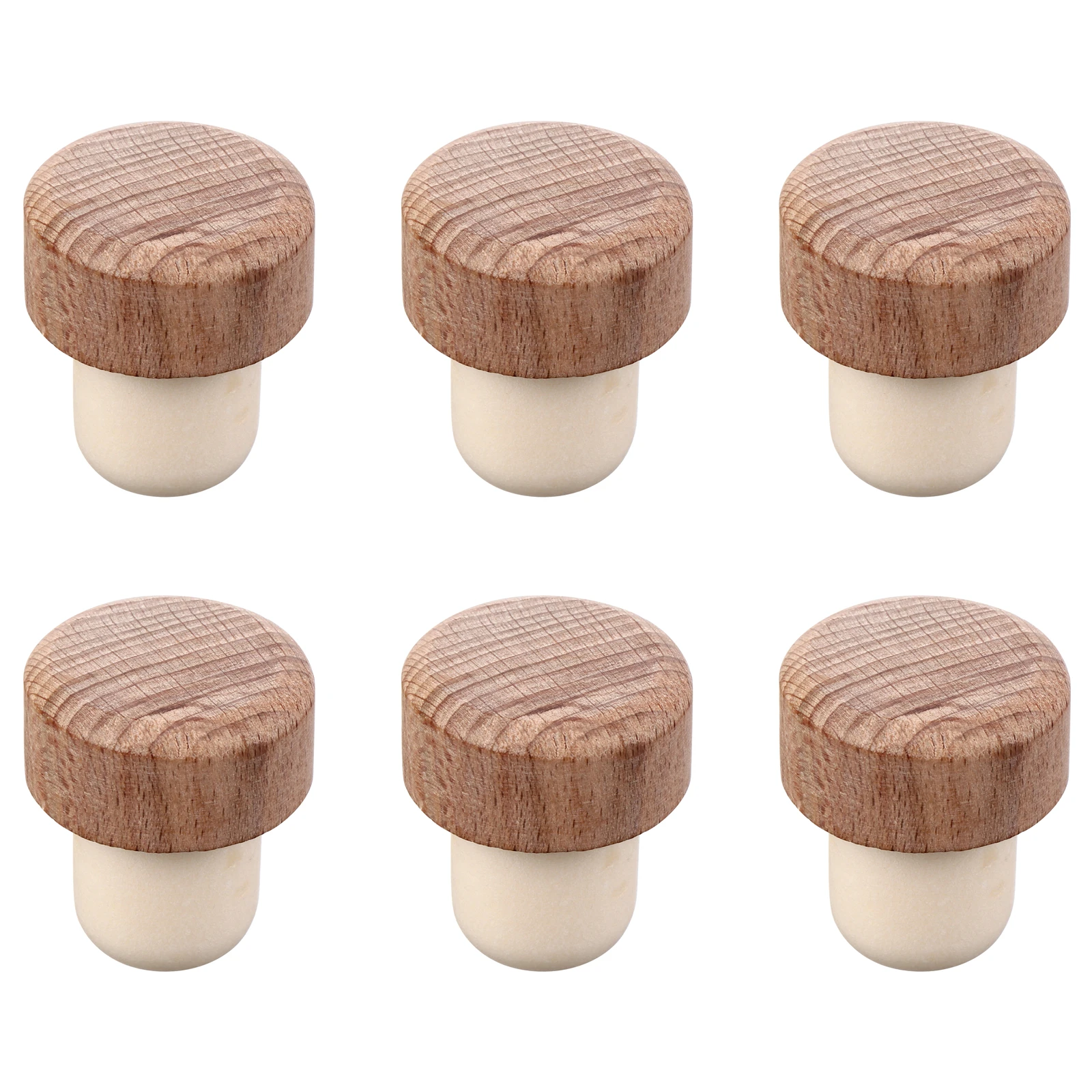 

6pcs Wooden Bottle Stopper 29mm Reusable Sealing Plug for Bottles Easy Clean Corks Whisky Bar Kitchen Supplies