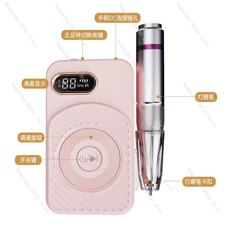 Professional Cordless Rechargeable Nail Drill File Machine 45000 RPM Portable Manicure Tool