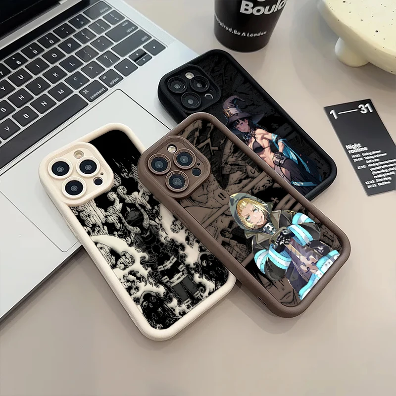 Anime Cartoon Fire Force For iPhone 15 14 13 12 11 Pro Max XS Max X XR 7 8 Plus 6S Eye Ladder Phone Case