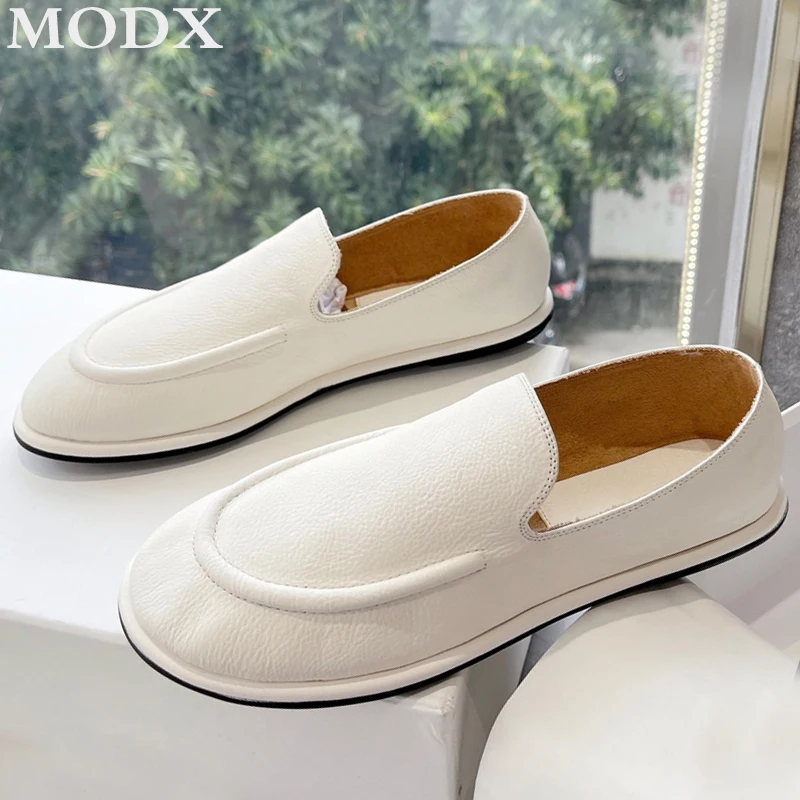 Genuine Leather Loafers 2024 New Women Slip On Retro All-match Brand Ballet Shoe High Quality Slim Soft Shallow Flat Single Shoe