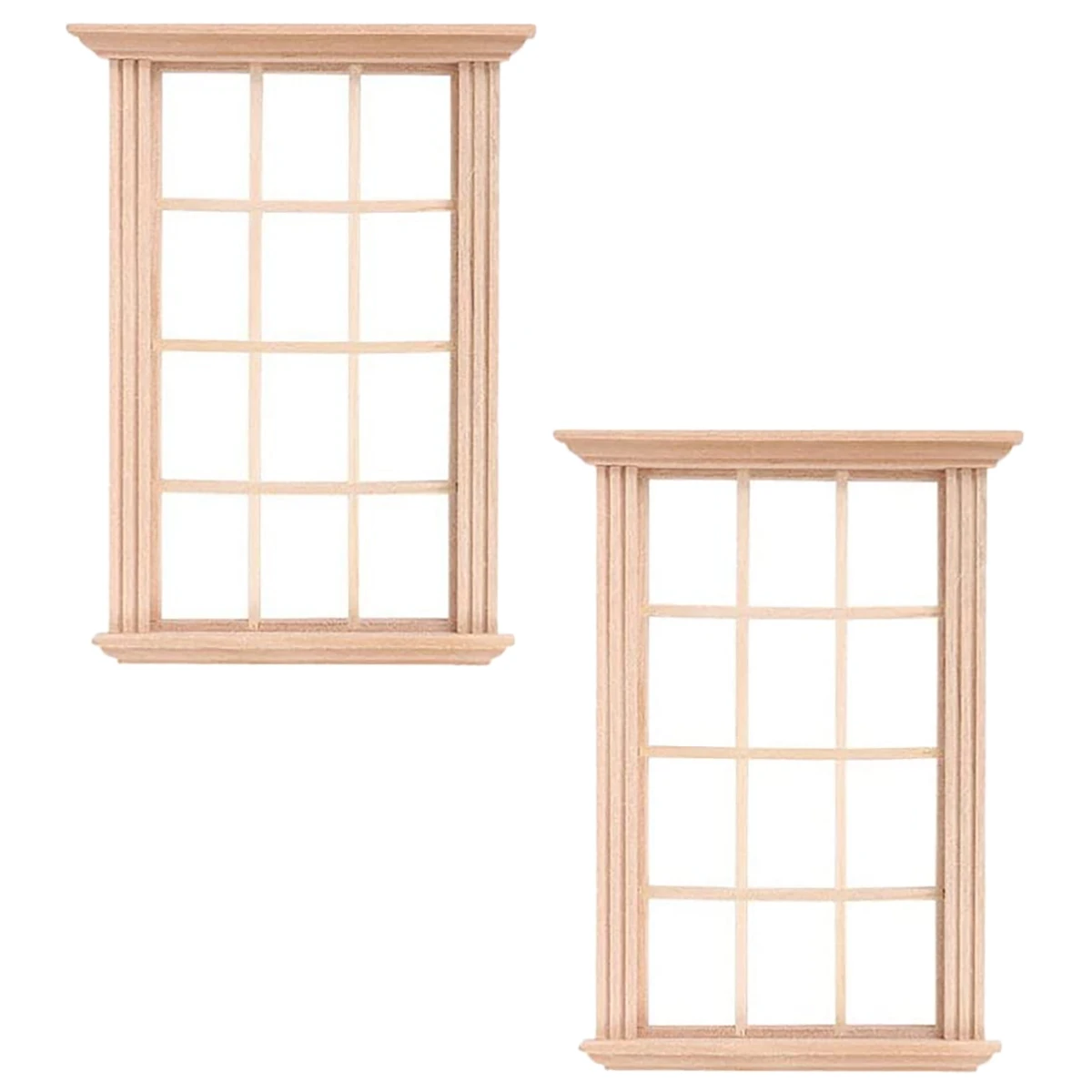 2Pcs Mini Furniture Doll House Miniature Window Frame Model Decoration Furniture Toy