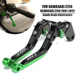 For KAWASAKI Z750 Z 750 2007-2012 Motorcycle Accessories Folding Extendable Brake Clutch Levers LOGO Z750 Green