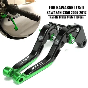 Dobrável extensível Alavancas de embreagem do freio, acessórios da motocicleta, logotipo verde, Kawasaki Z750, Z 750, 2007-2012 8 principais vendas acelerador z750 - №8