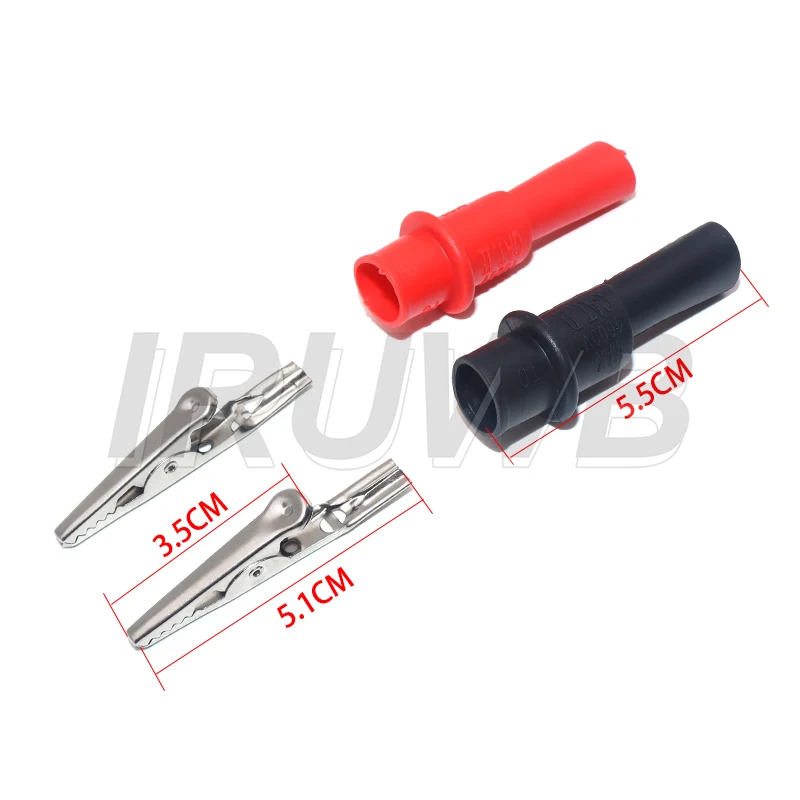2pcs Alligator Clips Test Clip Clamp Set Red Black Wire Tips 10A 1000V Multimeter Tester Probes for AC DC Power Measurement
