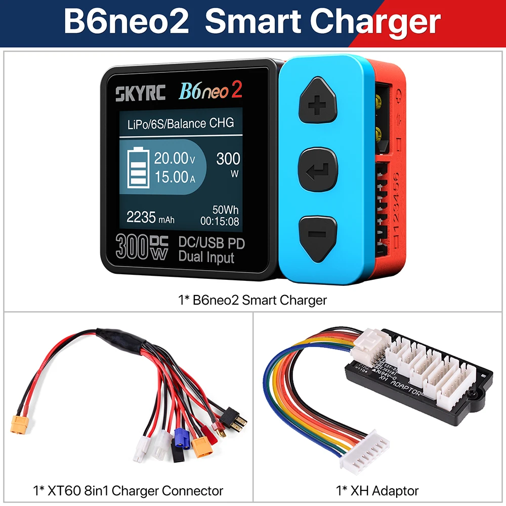 

NEW SKYRC B6neo 2 Smart Charger Multi-Function 300W PD 80W for LiPo LiFe Lilon LiHV NiMH NiCd Pb Batteries DC Power Input
