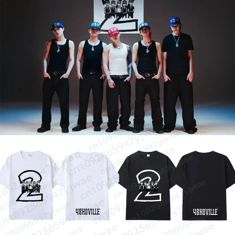 Lngshot 4shoboiz Vol.2: 4shoville Album T-Shirt Kpop Members Ohyul Ryul Woojin Louis Tee Fan Gift Summer Men'S Women'S T-Shirts