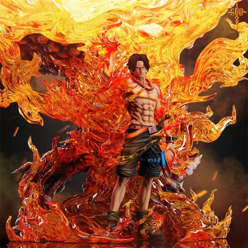 Cartoon ONE PIECE Firefist Ace Figurine Gk Anime Lighted Portgas D Ace Fireball Figure Model PVC Collection Decoration Toys Gift