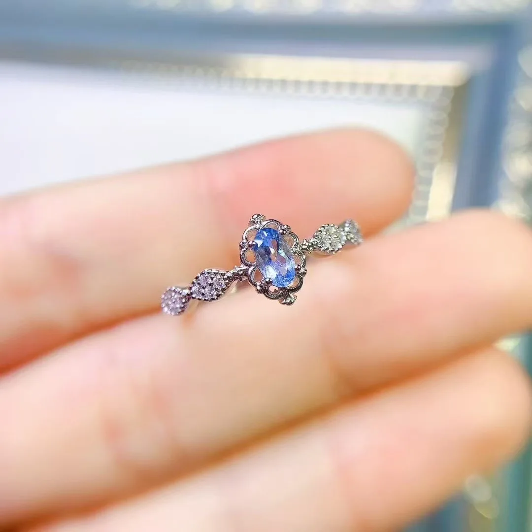 KJJEAXCMY High End Women's Ring Natural Topaz S925 Silver with Electroplating Boasting High Clarity Full Brilliance  Gift