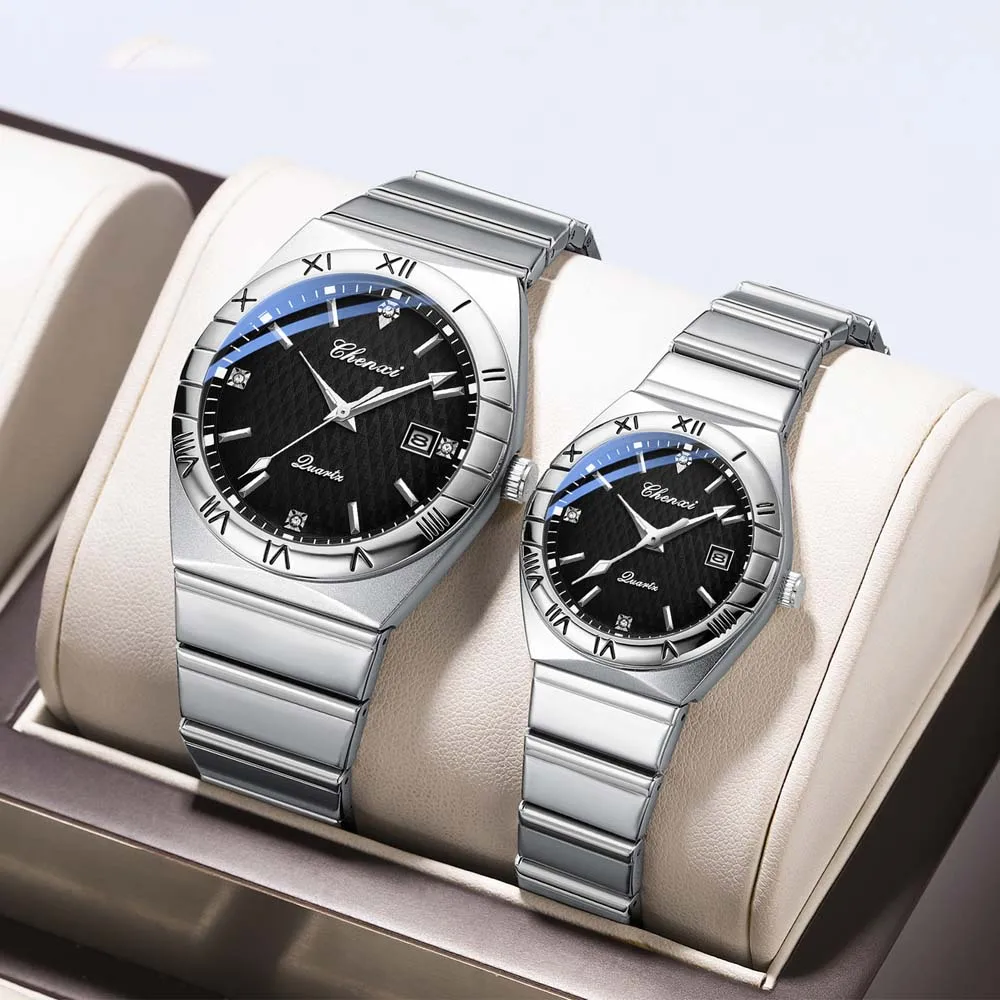 CHENXI Couple's Stylish Business Wristwatch Quartz Movement Luminous Calendar Waterproof Male Clock relojes para hombres