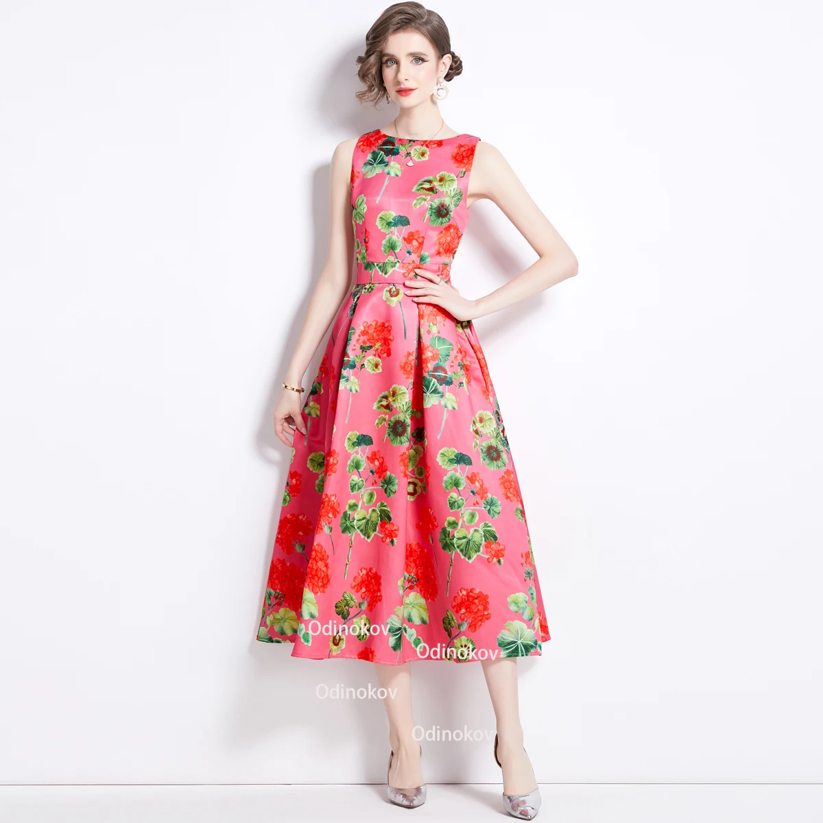 

Sleeveless High-waisted A-line Skirt Three-dimensional Cut Waist Summer Dress Women Wedding Dresses