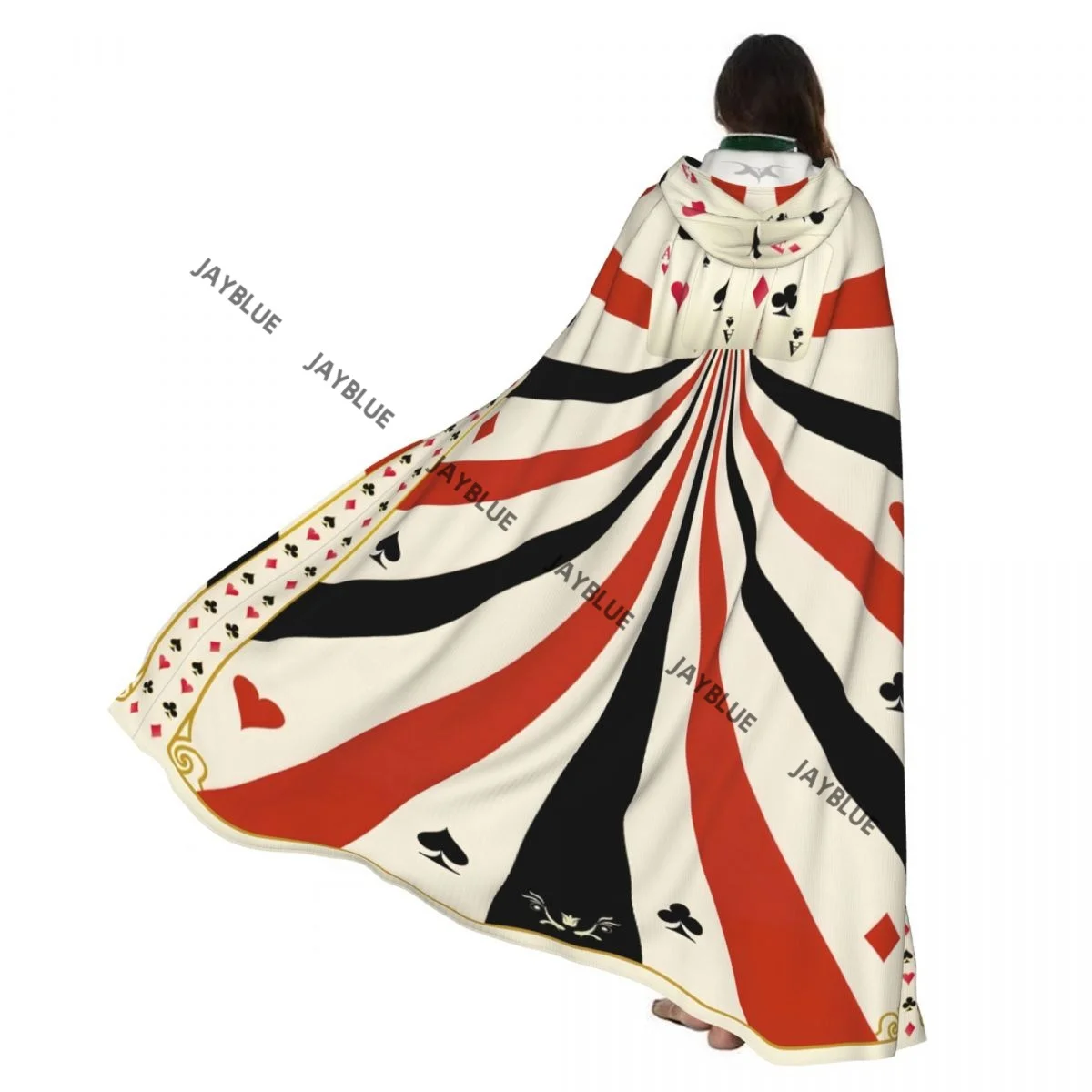 للجنسين الكبار الآس من الماس أوراق اللعب قلوب البستوني نوادي عباءة مع غطاء محرك السيارة طويل الساحرة زي تأثيري #1