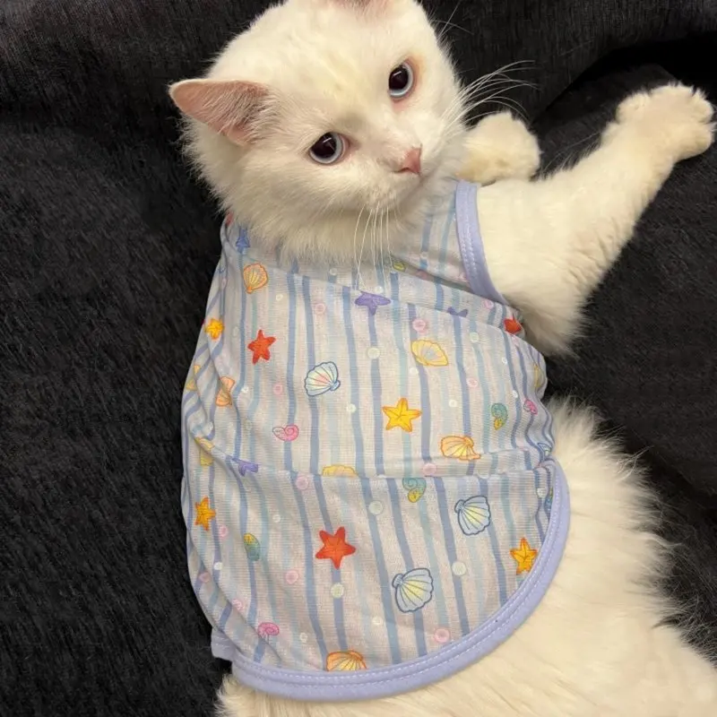 Thin Mesh Dog Cooling Vest Summer Sun Protective Printed Pet T Shirt With D Ring Outfit For Chihuahua Kitten Puppy Outdoor