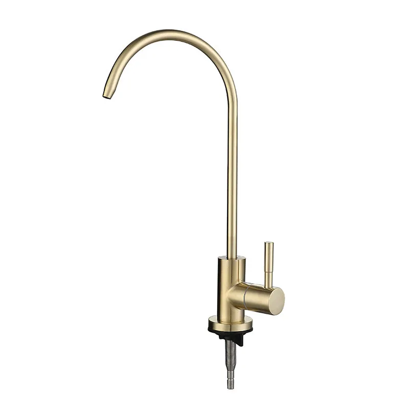 Grifo de cocina de Oro pulido de acero inoxidable 304, grifo purificador de agua de 1/4 ", grifo purificador de agua directo para beber, grifo purificador antiosis