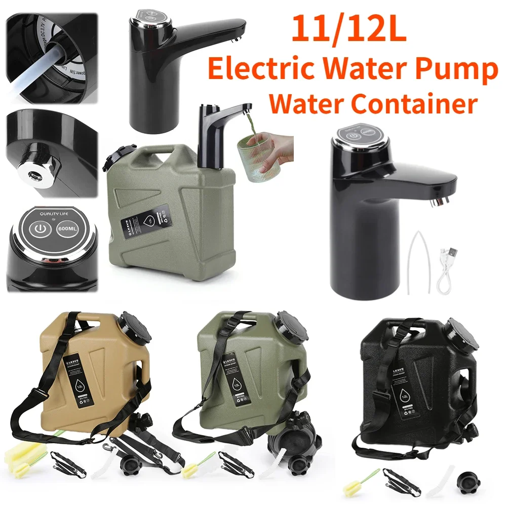 حقيبة مياه محمولة كبيرة السعة للتخييم ، دلو مياه خارجي مع صنبور ، خزان مياه للقيادة ، حاوية للتنزه والتنزه ، 11 لتر ، 12 لتر