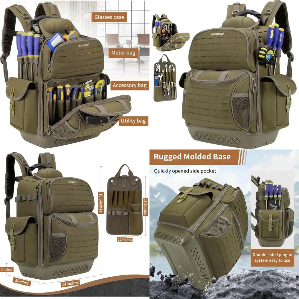 

Мужской прочный водонепроницаемый рюкзак для инструментов с 62 карманами и 40 петлями для электриков и строителей