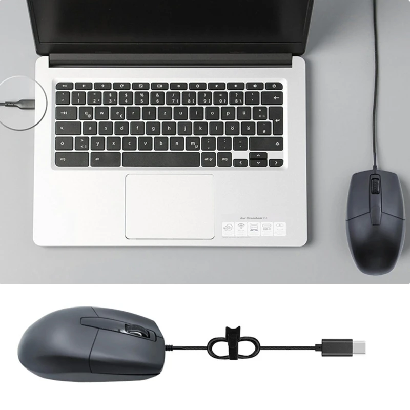 Y1UB Type C Optical Mouse for Computers Phones Tablets 3 Buttons 1000DPI Accurate