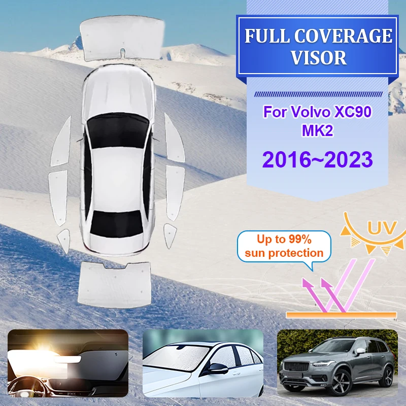 

Для Volvo XC90 аксессуары 2018 2019 2016 ~ 2023 MK2 автомобильные солнцезащитные козырьки с полным покрытием, занавеска, лобовое стекло, блокировка света, автомобильные аксессуары