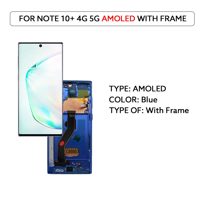 LCD-scherm voor Samsung Galaxy Note 10 Plus Note 10+ 4G 5G N975F N975U N975W N975N N976F N976U N976B, inclusief touchscreen en vingerafdruksensor.