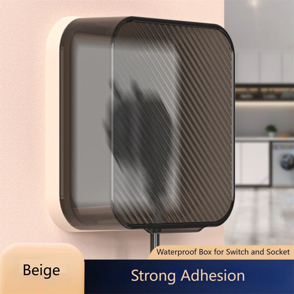 Waterproof Electrical Outlet Cover Box No Drill Sticker Bathroom Kitchen IP24 Protection Transparent PS Material