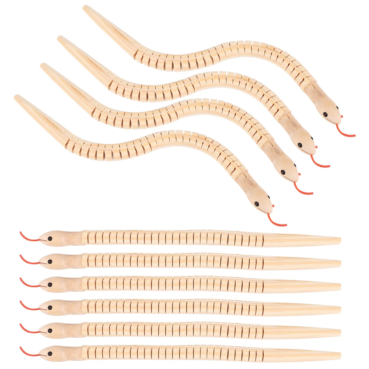 Sale 10Pcs 12 Inch Unfinished Wooden Wiggly Snakes Jointed Flexible Wooden Snake Blank Animal Model Crafts Toys for Arts