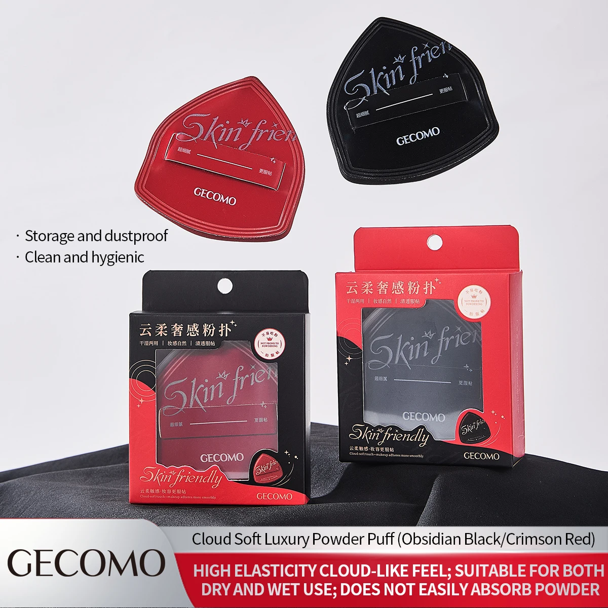 GECOMO Triangle Makeup Puff Soft Velvet Cushion Sponge for Foundation Powder Concealer Blend Portable Beauty Tool
