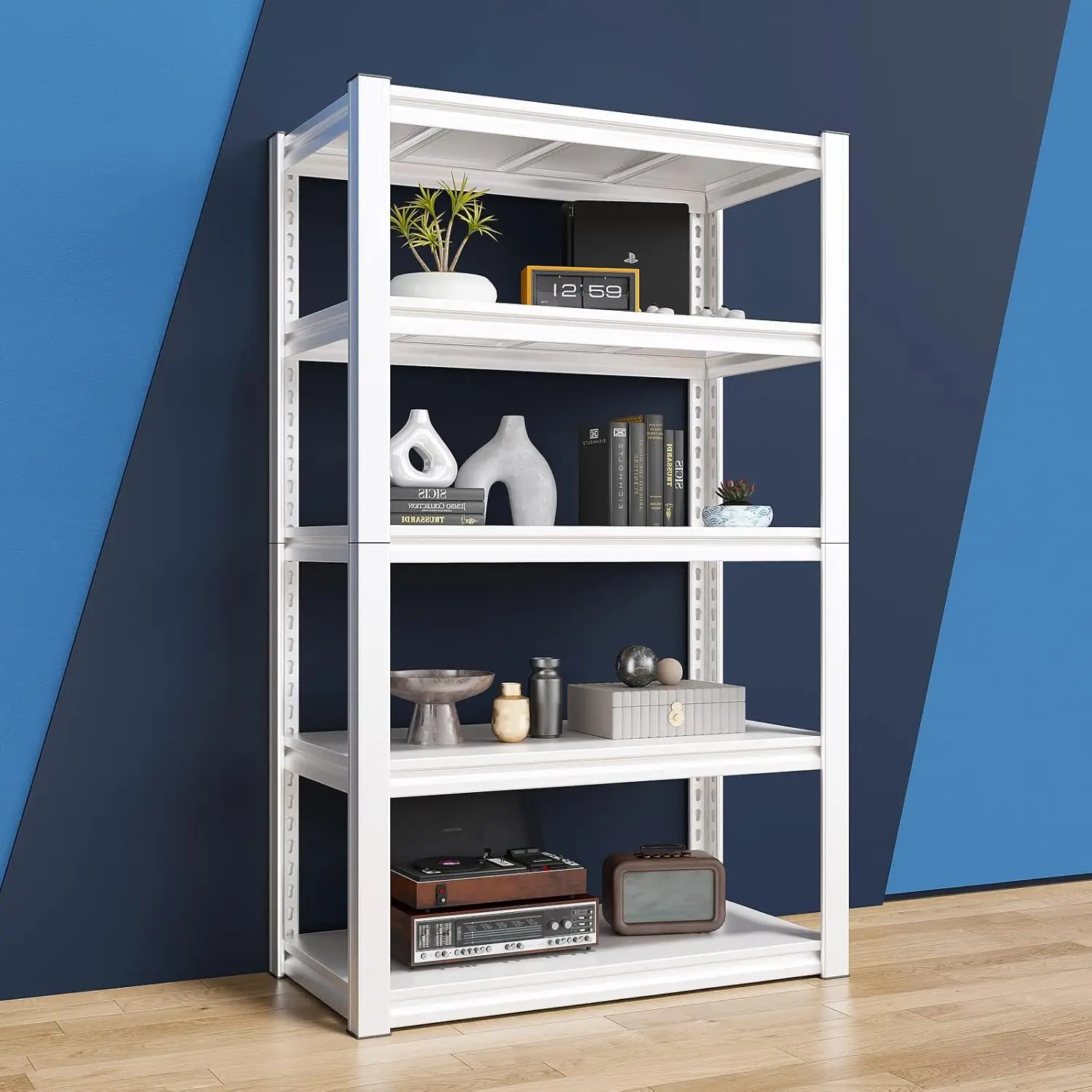 

Pantry Shelves for Kitchen Closet Storage, Kitchen Shelves with 5 Tier Metal Shelving Unit, White Shelving Unit for Kitchen