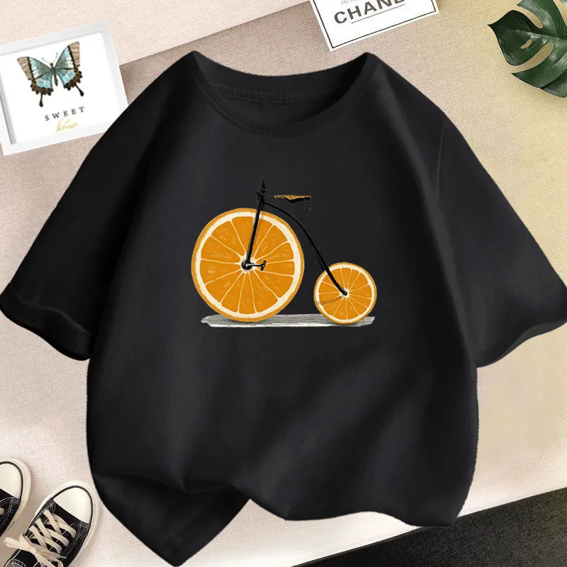 Women's Fruit Fun Printed T-shirt Creative Short Sleeve Pineapple Watermelon Printed Beach Fun Fashion Loose Women's Top