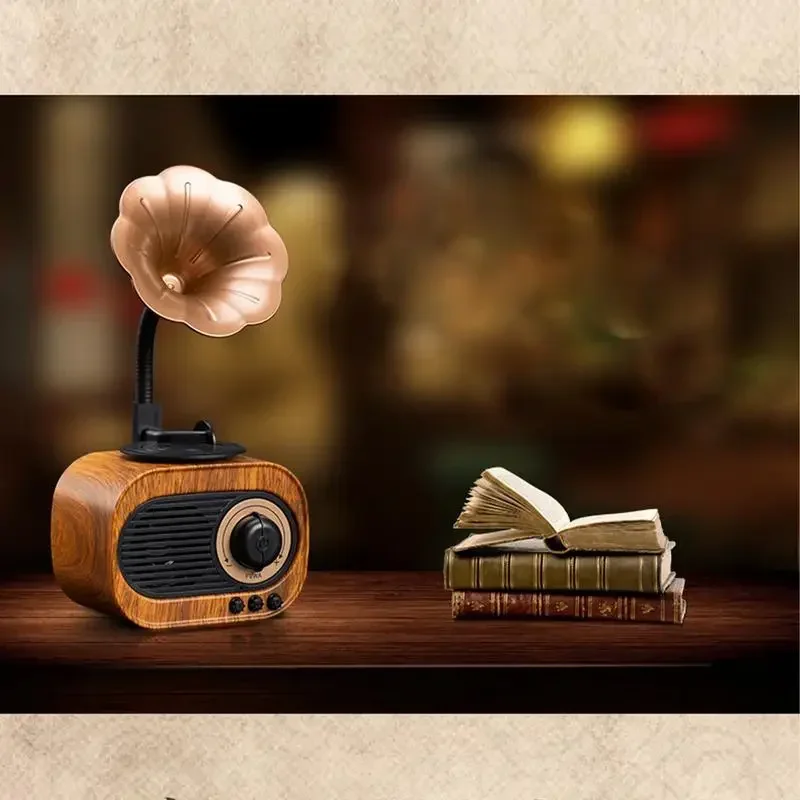 Minority Retro Gramophone Shape Speaker Support Multiple Link Methods High Quality Sound Bluetooth 5.0 Smart Speake Decorations