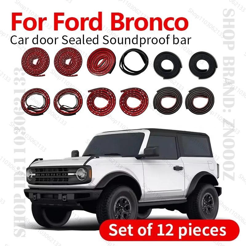

For 1966-2025 Ford Bronco Car Door Seal Strip Rubber Double Layer Sealing Protector Soundproof Dustproof Seal Strip 12PCS Set
