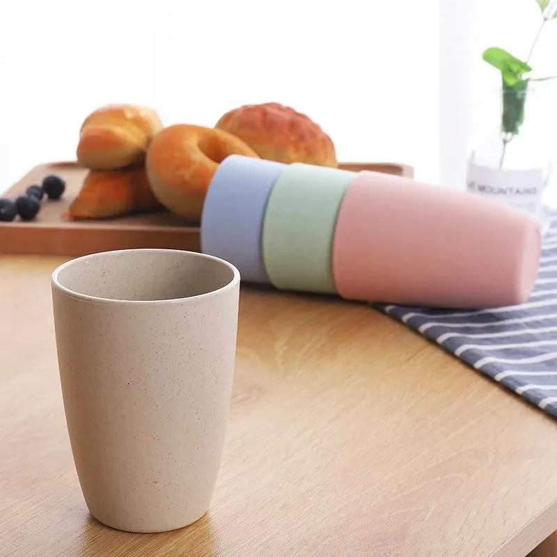 Nordic Style Plastic Tea Cups Eco-Friendly Wheat Straw  Coffee  Milk Drink  Toothbrush  for Home Bathroom