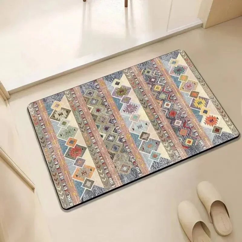 Velvet National Style Bathroom Non-silp Doormat Suitable for Living Room Entrance Decorative Accessories Pad Bedroom Rug 40*60cm