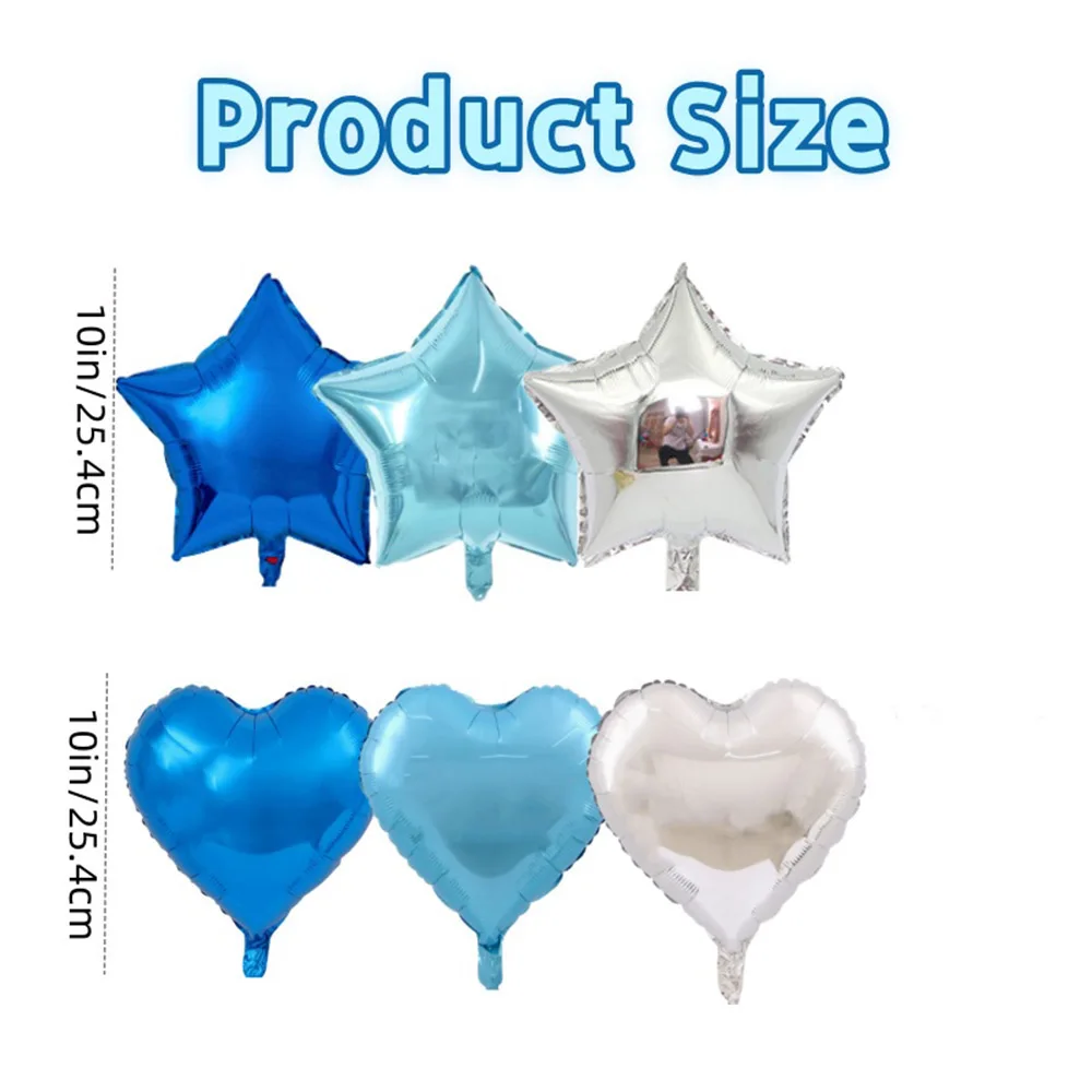 6/12/18 Stück 10 Zoll Blaue Silberne Stern- und Herzförmige Folienballons Geburtstag Hochzeit Babyparty Jubiläum Partydekoration Zubehör – Detail 3