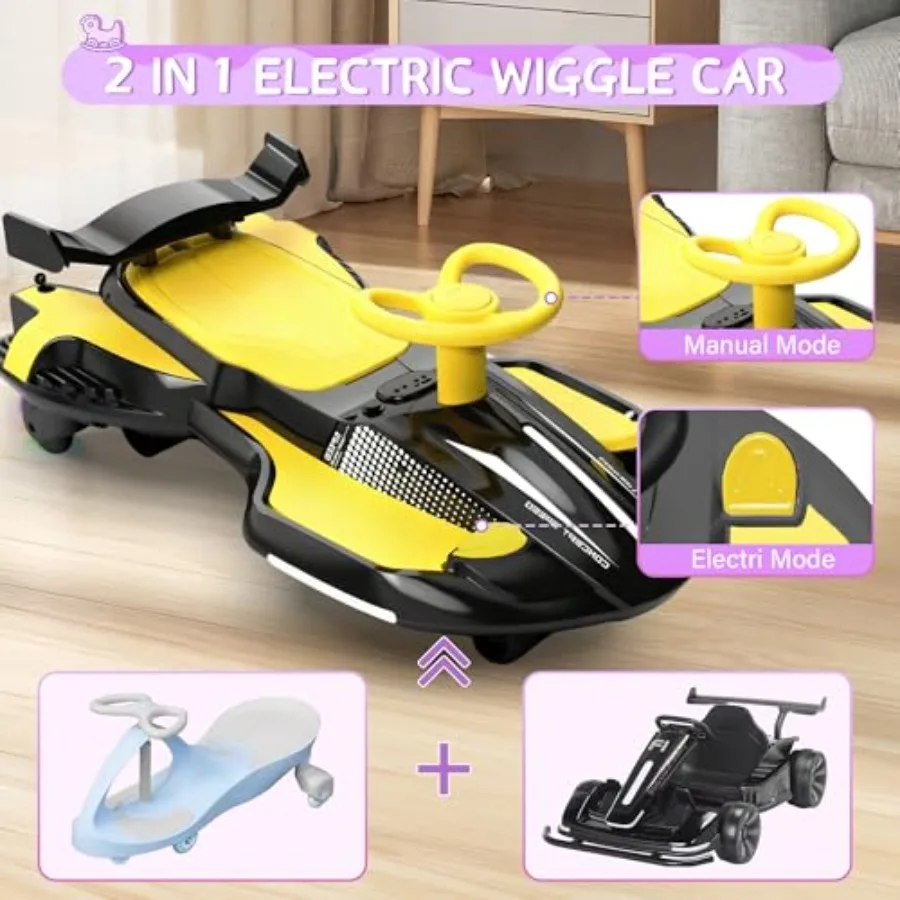 Auto Elettrica Ricaricabile 12V con Pedale per Giocattolo Cavalcabile 2 in 1 Devil Swing con Schienale Anti-Ribaltamento e Luci Lampeggianti